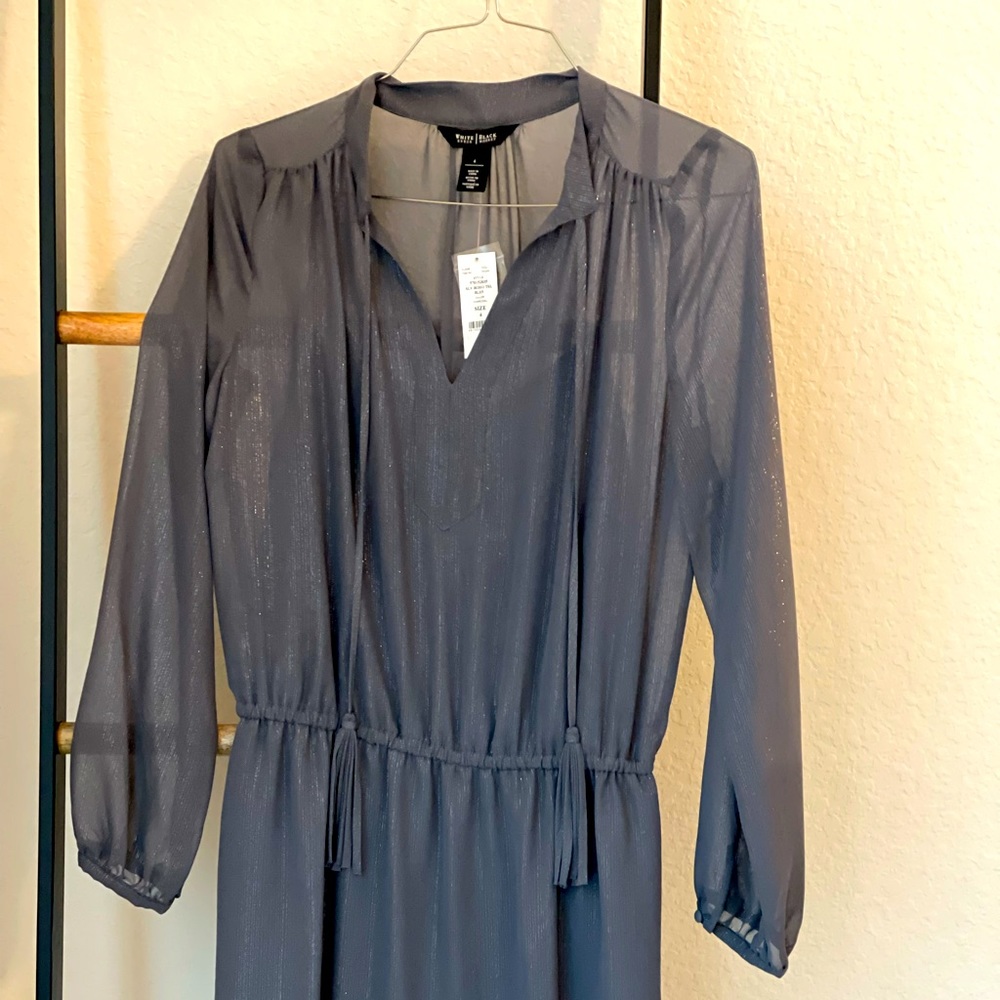 Silver, semi-dressy dress (shimmer in fabric). NEW, Never Worn